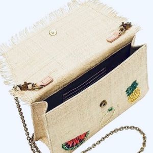 JCREW ▪️ straw fruit embroidered clutch handbag